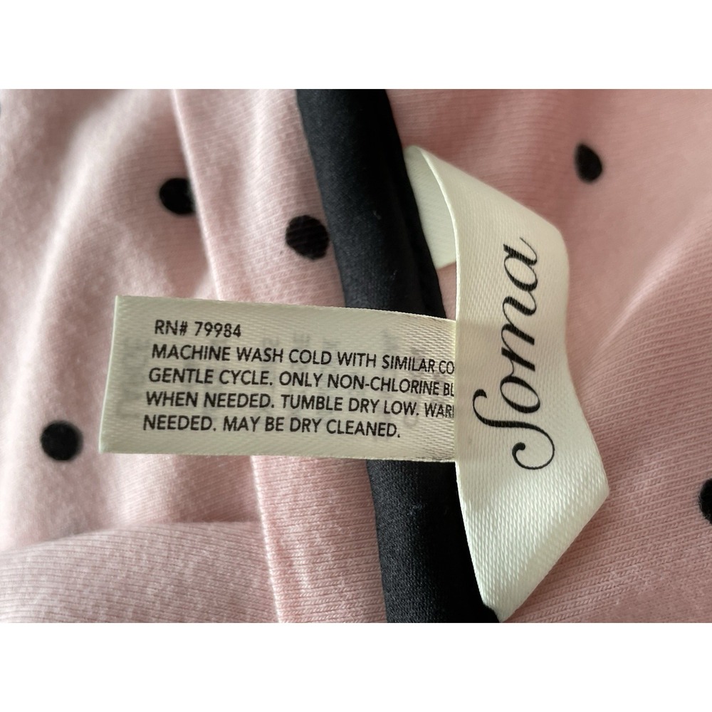 Soma Sleep Shirt Nightgown Large Pink Black Stretch Soft V Neck 3/4 Sleeves - Picture 8 of 10